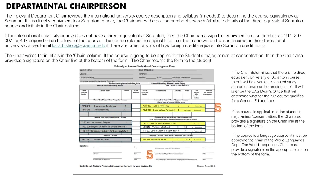 departmental chairperson the relevant department