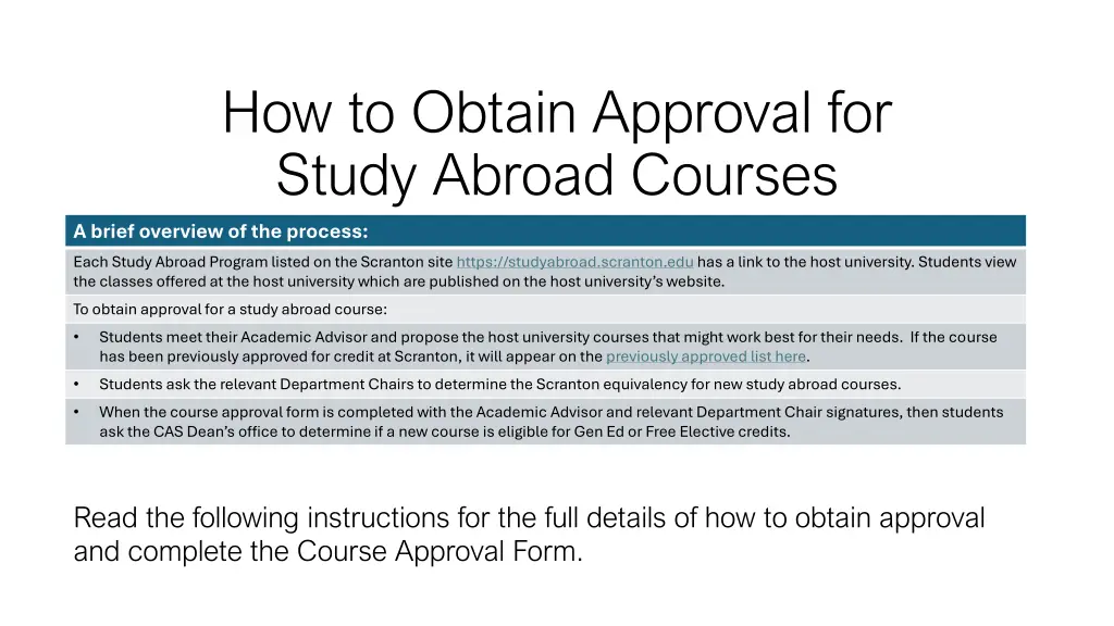 how to obtain approval for study abroad courses