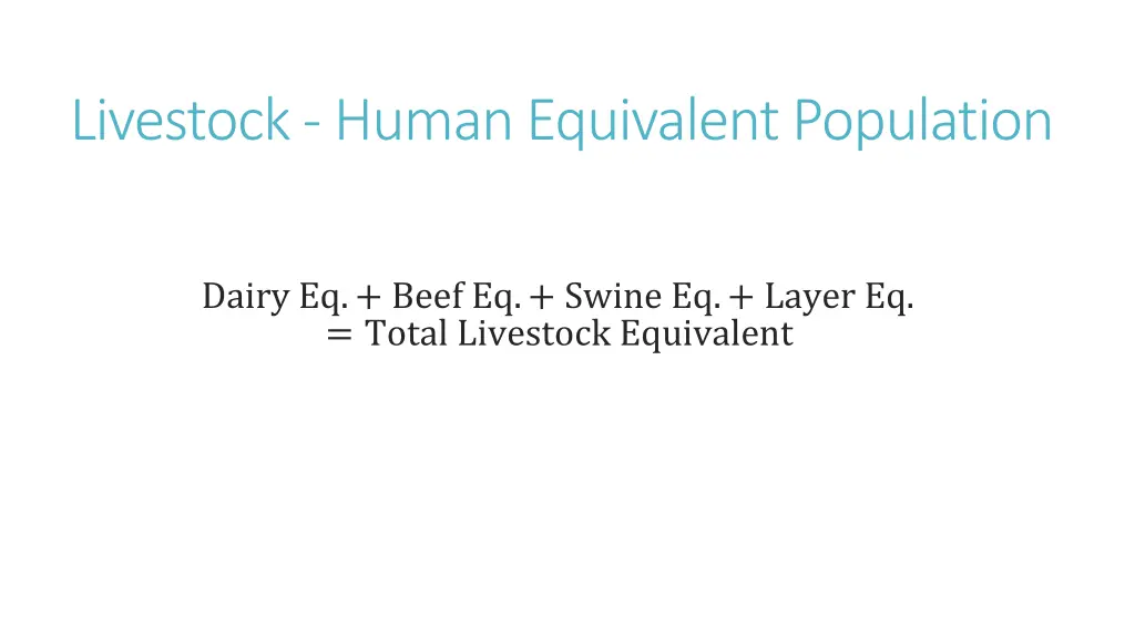 livestock human equivalent population 1