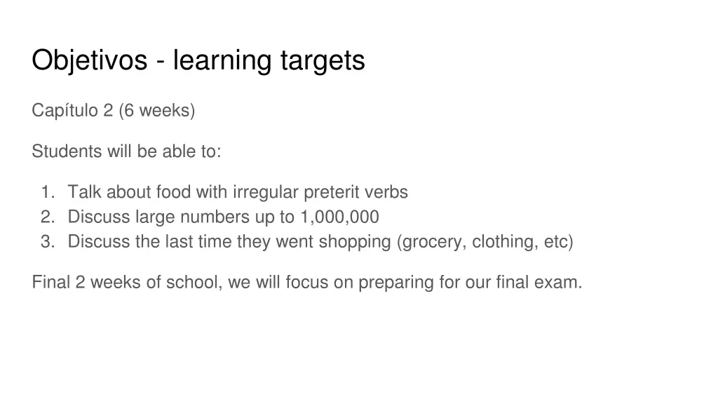 objetivos learning targets 3