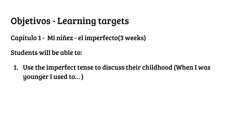 objetivos learning targets 1