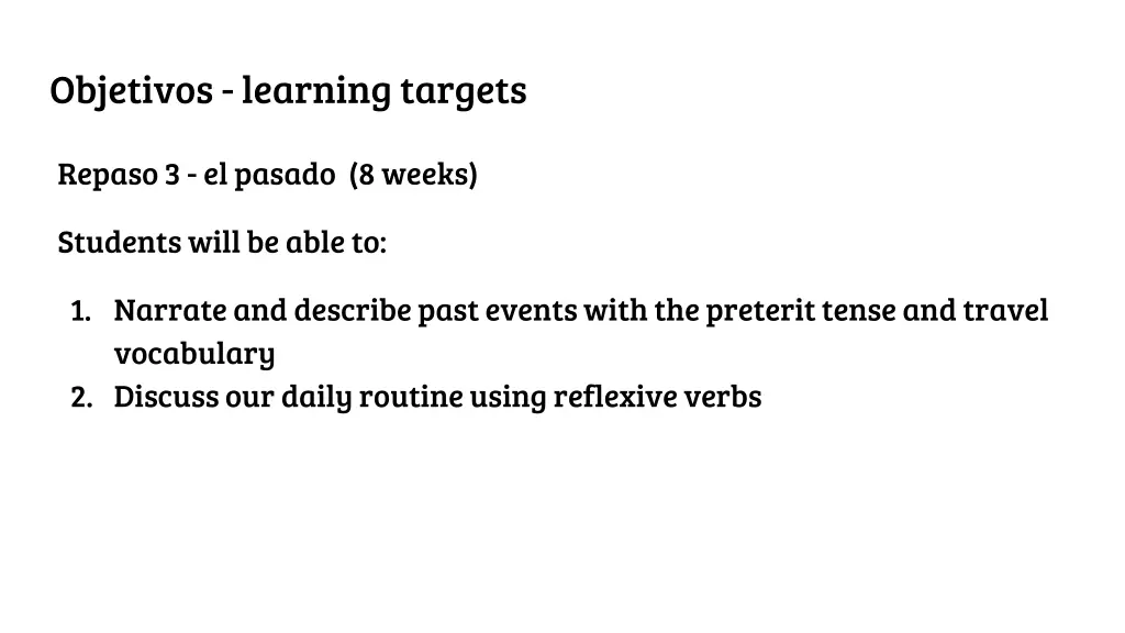 objetivos learning targets