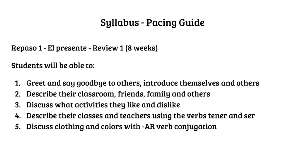 syllabus pacing guide