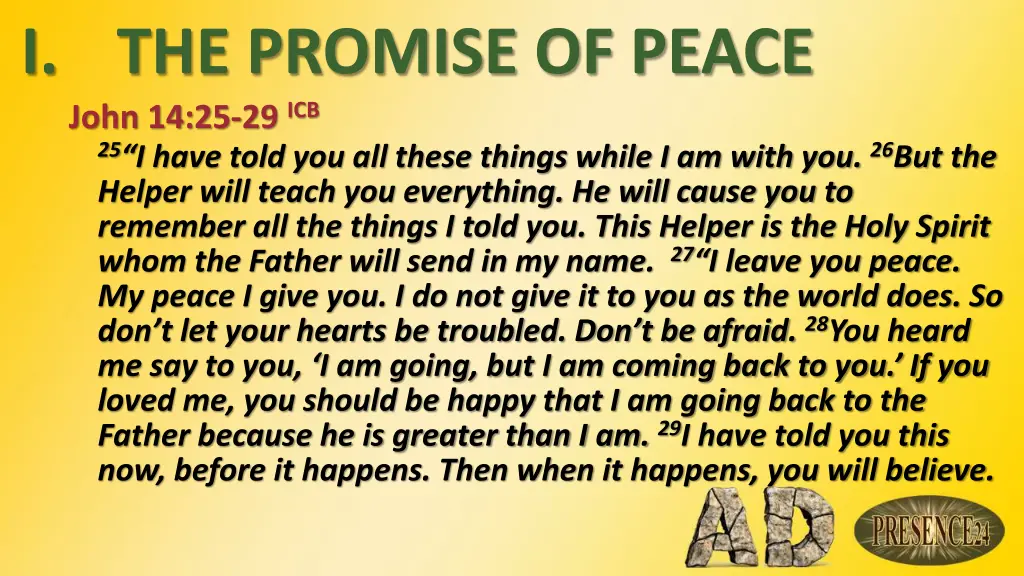 i the promise of peace john