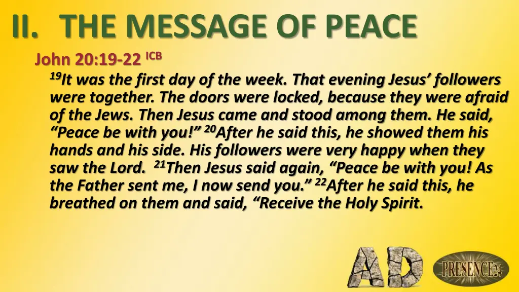 ii the message of peace john
