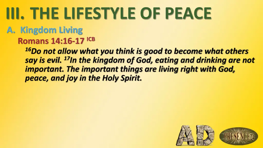 iii the lifestyle of peace a kingdom living