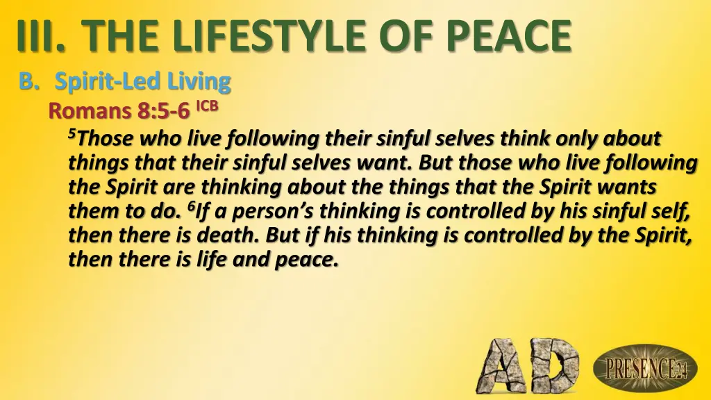 iii the lifestyle of peace b spirit led living