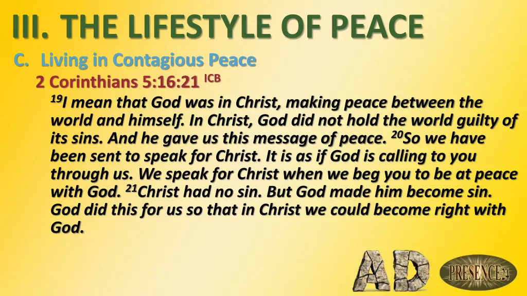 iii the lifestyle of peace c living in contagious 1