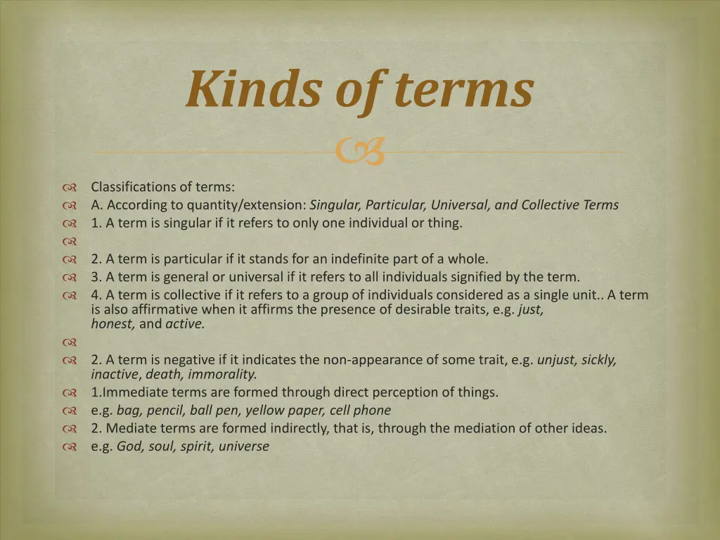 kinds of terms