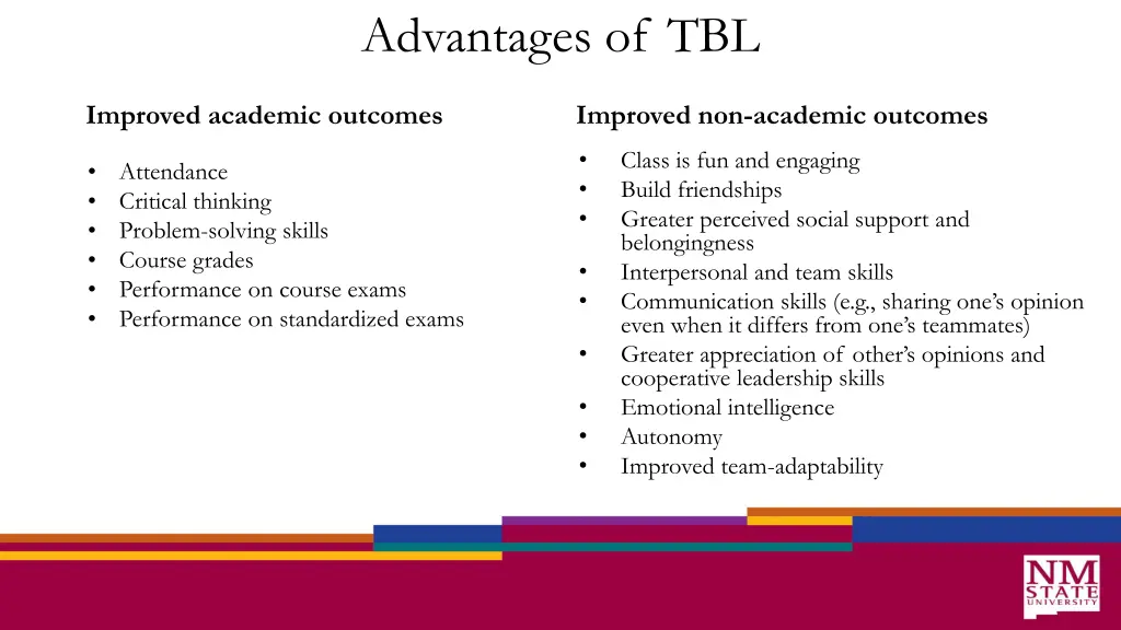 advantages of tbl
