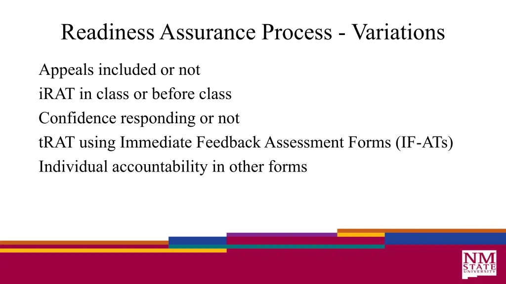 readiness assurance process variations