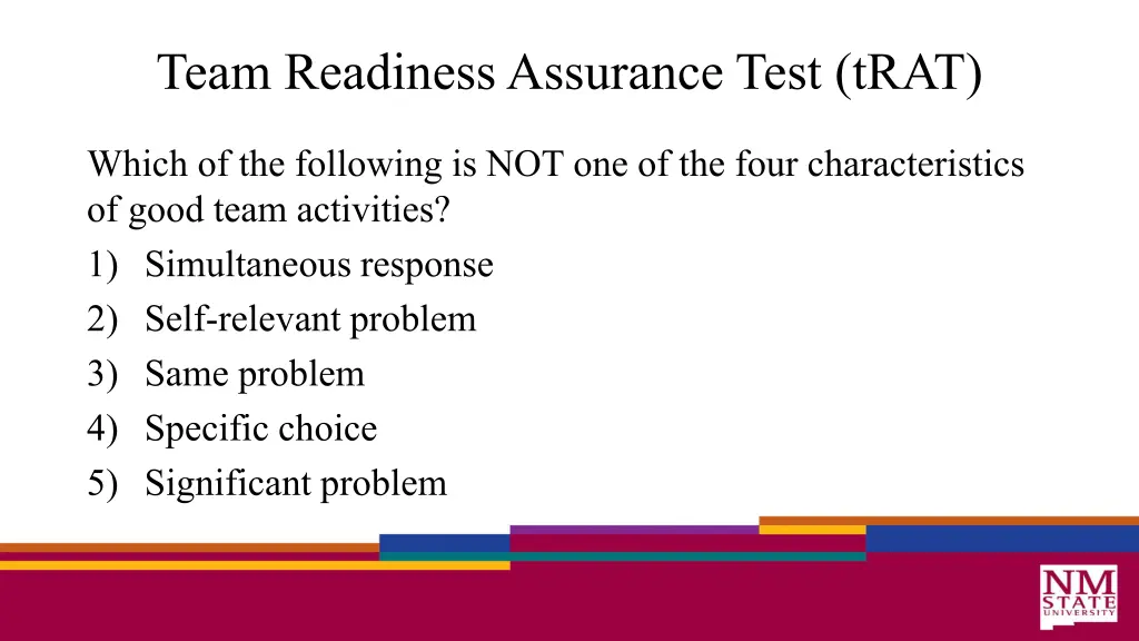 team readiness assurance test trat