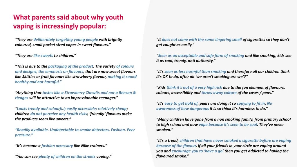 what parents said about why youth vaping