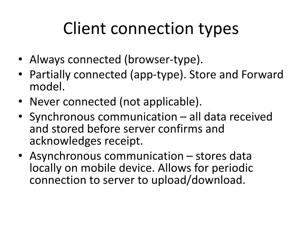 client connection types