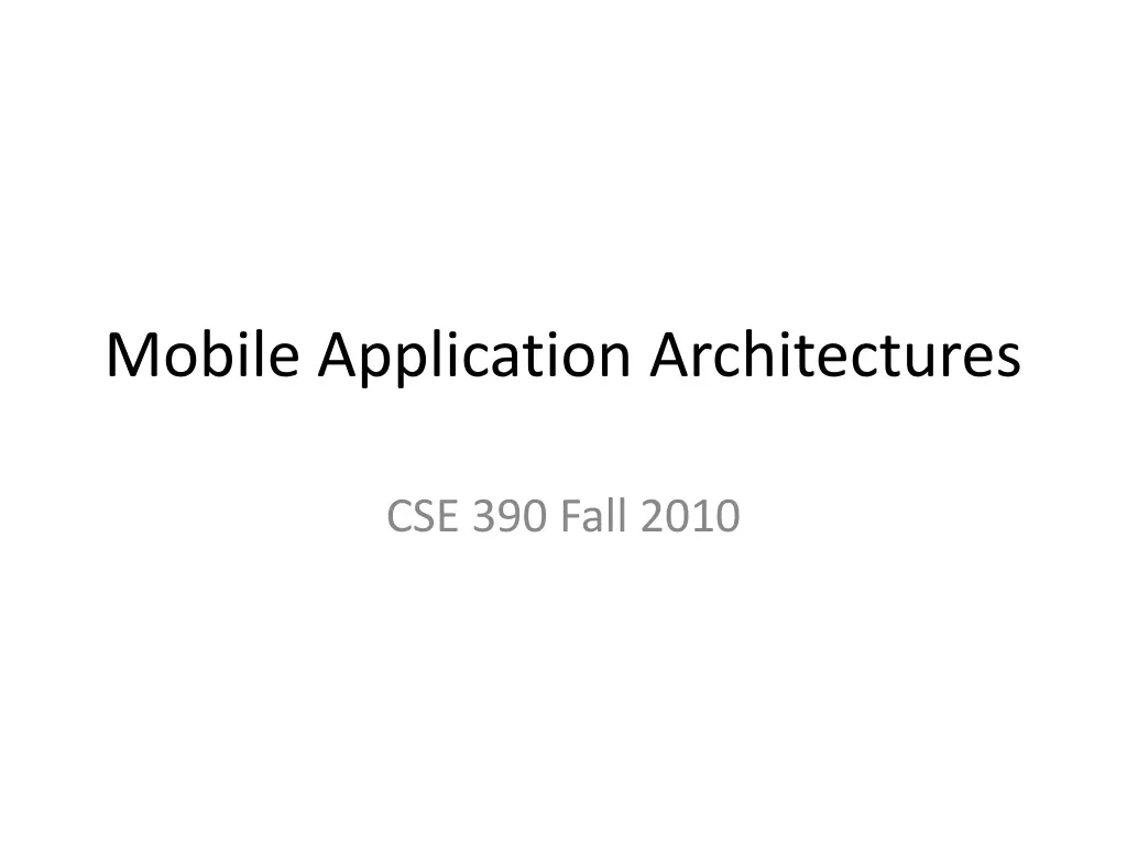 mobile application architectures