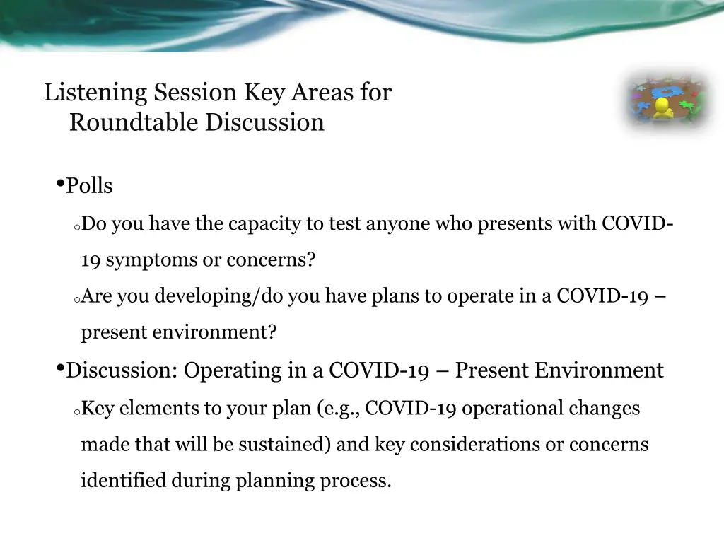 listening session key areas for roundtable