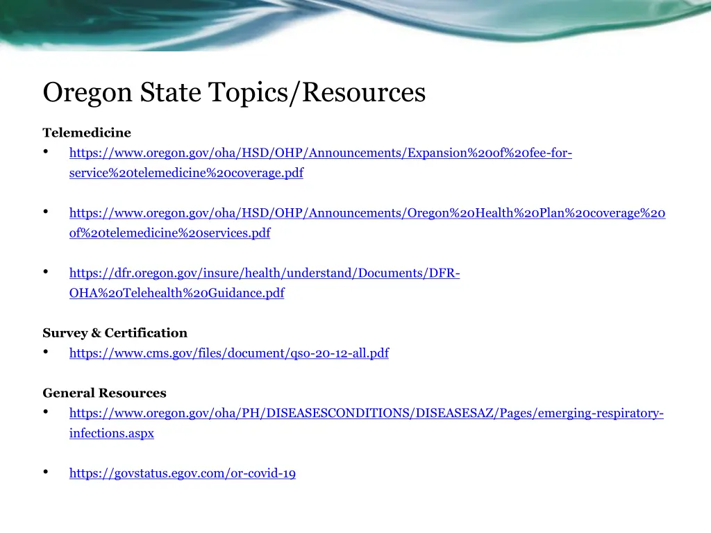oregon state topics resources