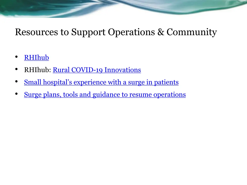 resources to support operations community