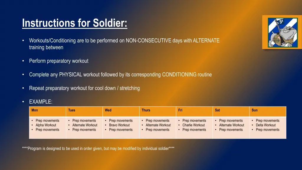 instructions for soldier