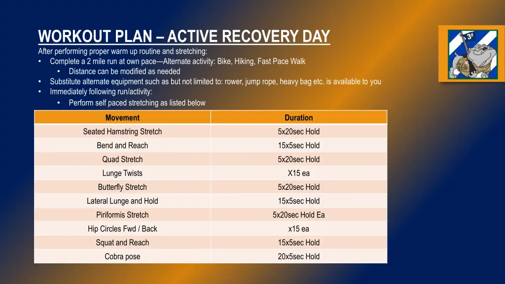 workout plan active recovery day after performing 2
