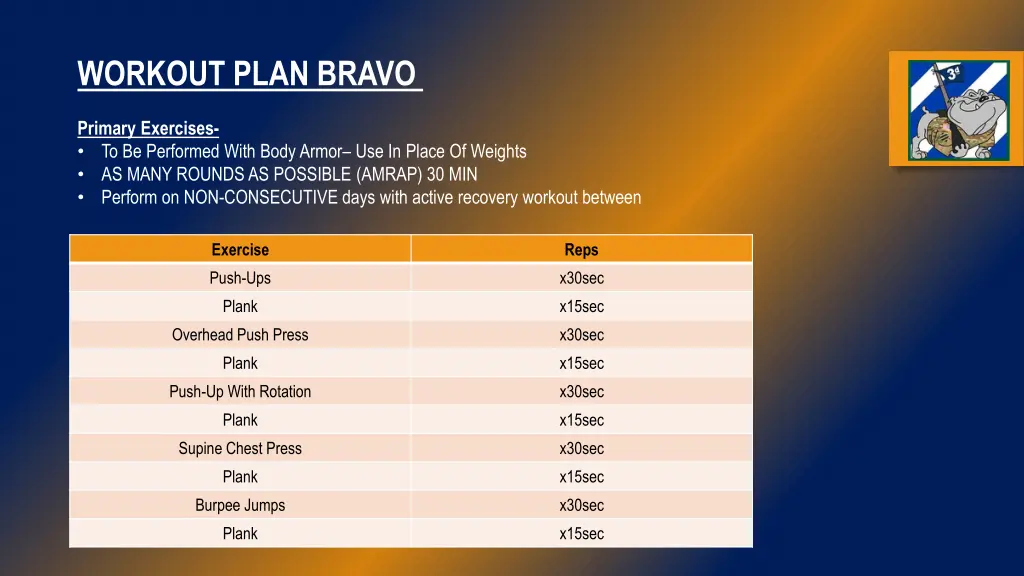 workout plan bravo