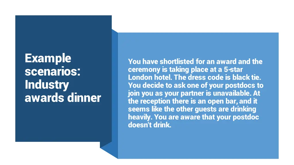 example scenarios industry awards dinner