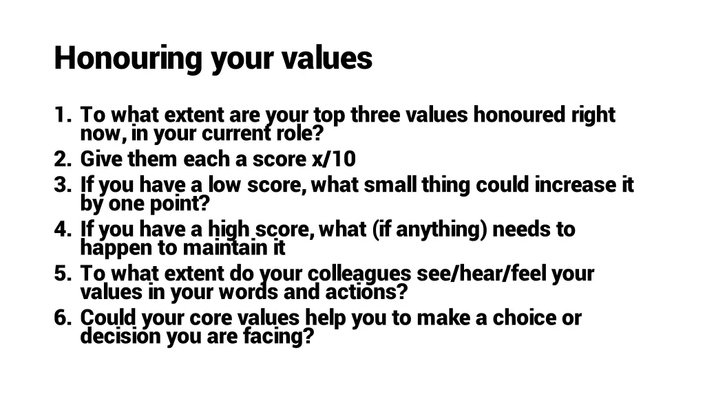 honouring your values
