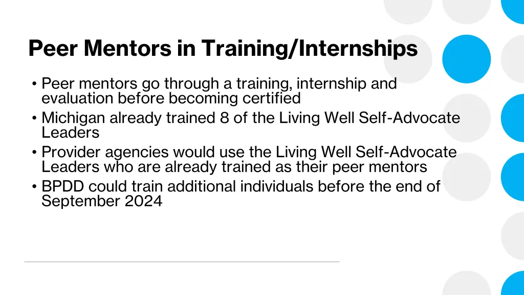 peer mentors in training internships