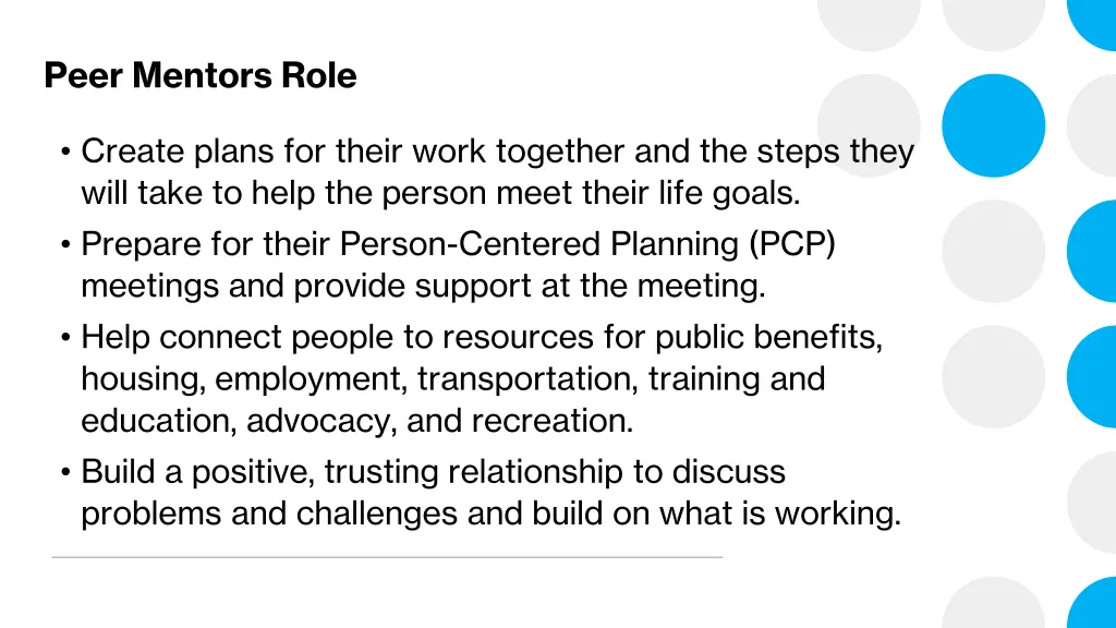 peer mentors role