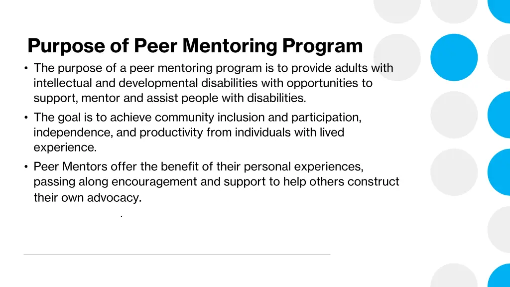 purpose of peer mentoring program the purpose