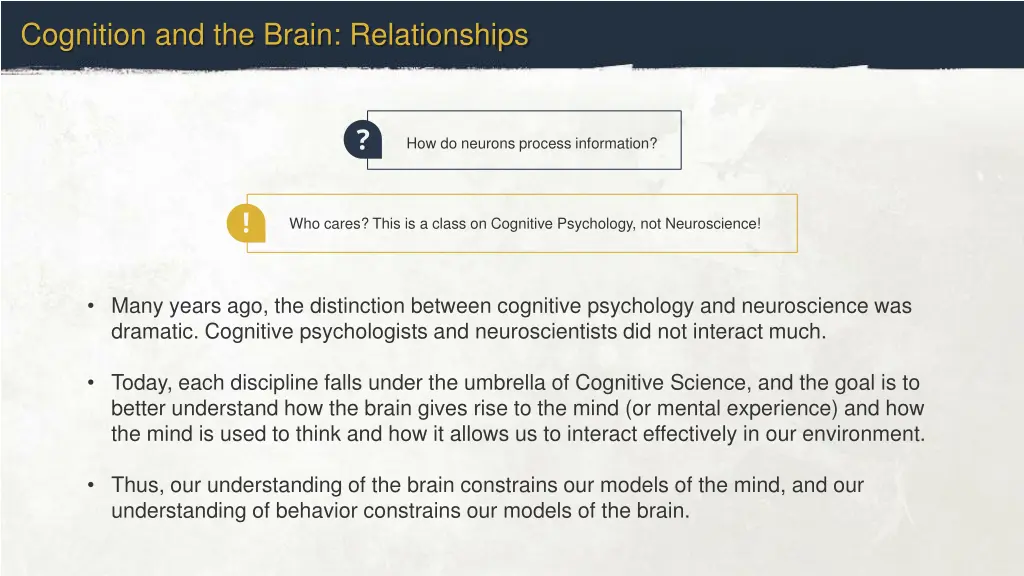 cognition and the brain relationships