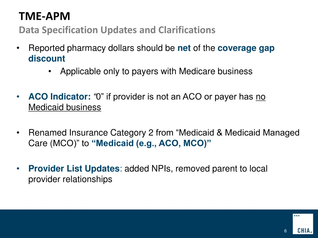tme apm data specification updates