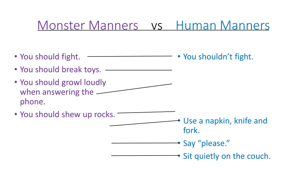 monster manners vs human manners
