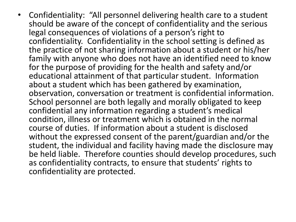 confidentiality all personnel delivering health