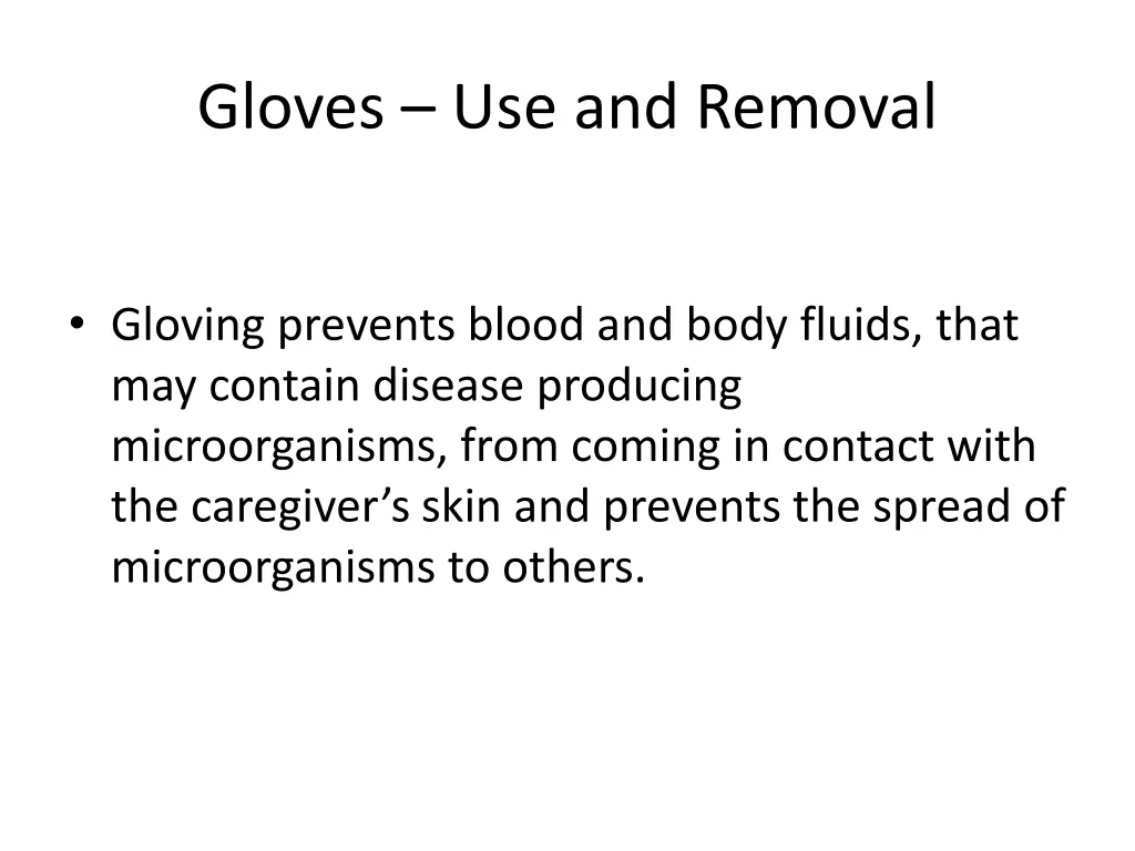 gloves use and removal