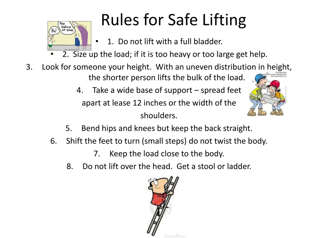 rules for safe lifting