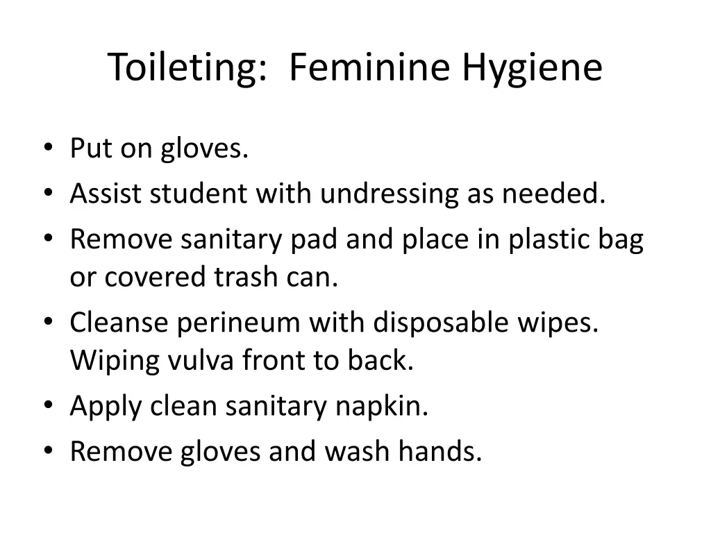 toileting feminine hygiene