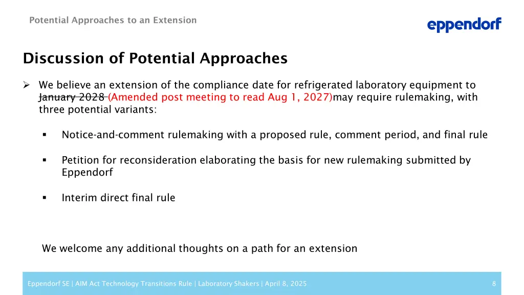 potential approaches to an extension