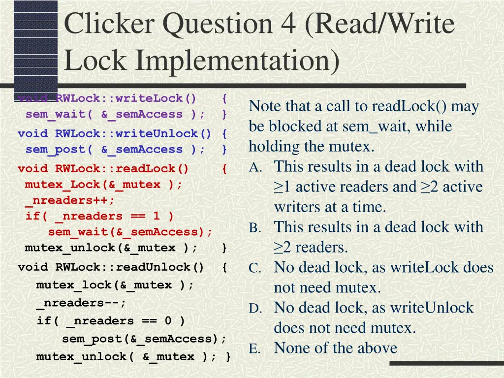 clicker question 4 read write lock implementation