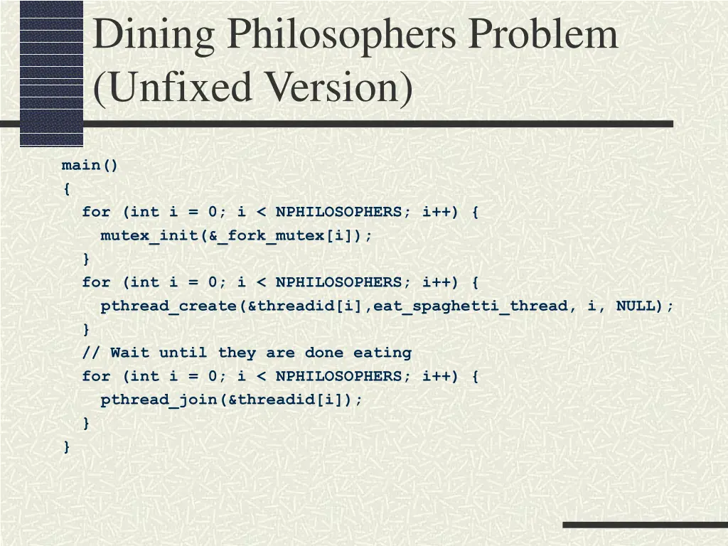 dining philosophers problem unfixed version 1