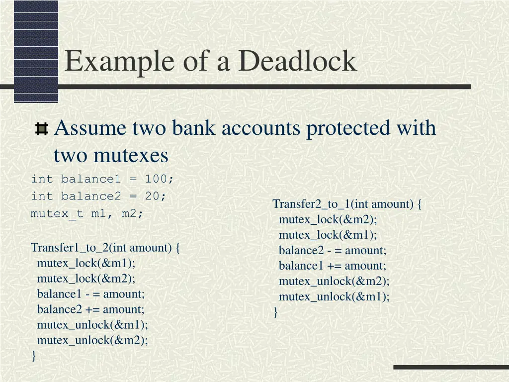 example of a deadlock