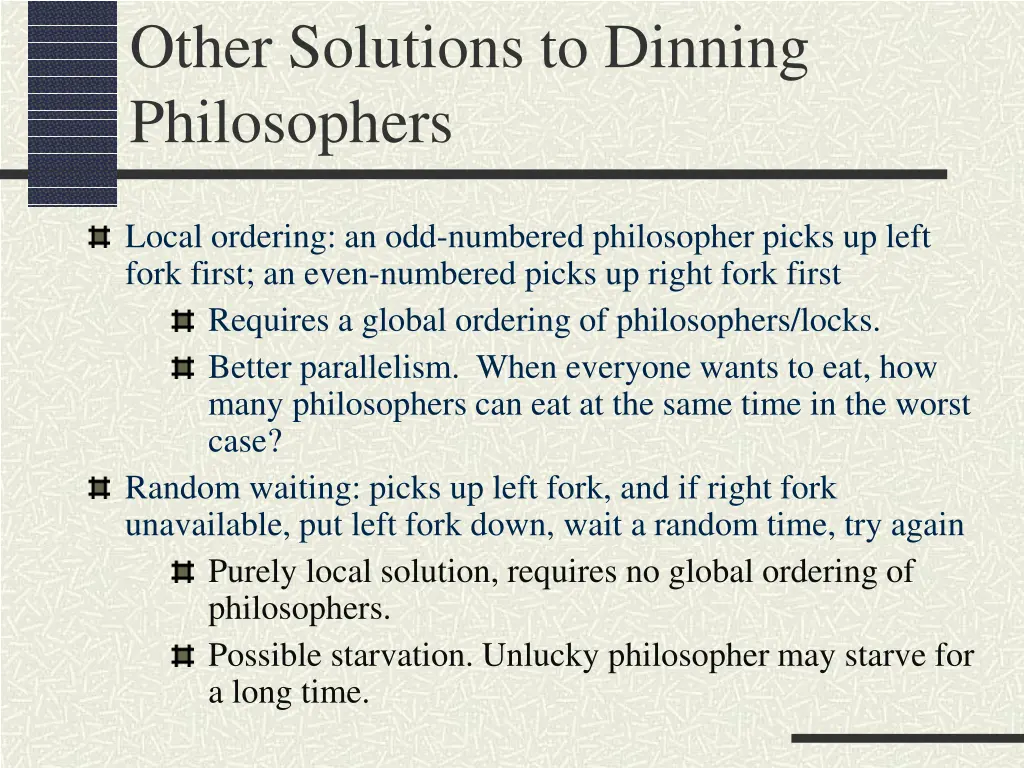 other solutions to dinning philosophers 1