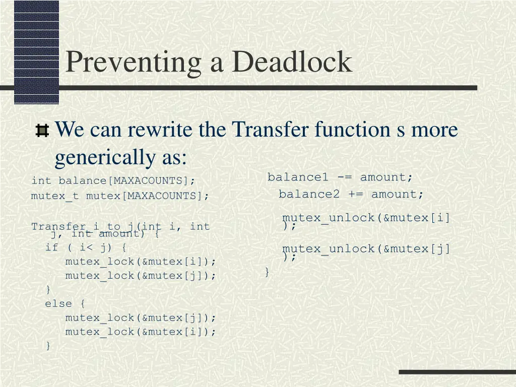preventing a deadlock 1