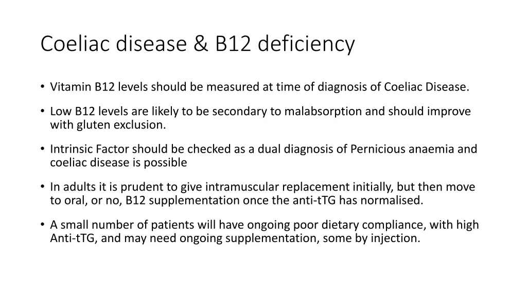 coeliac disease b12 deficiency