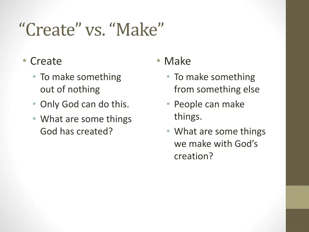 create vs make