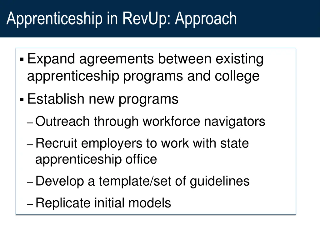 apprenticeship in revup approach