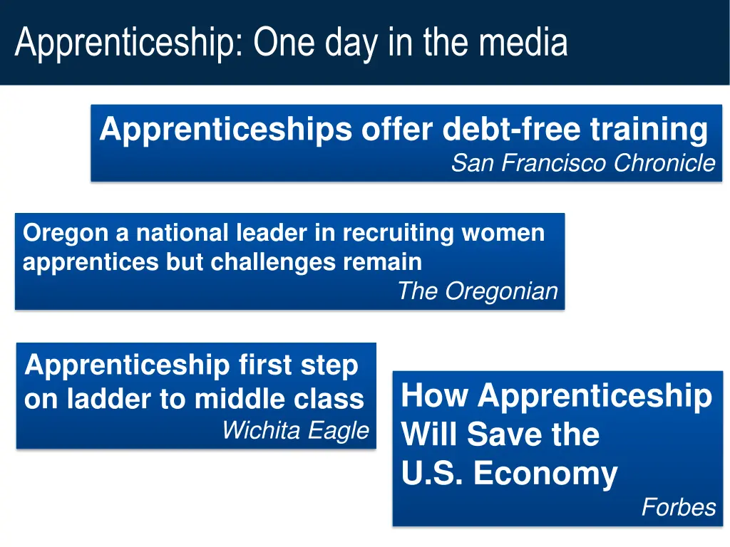 apprenticeship one day in the media