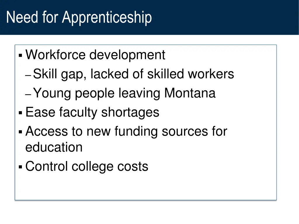 need for apprenticeship