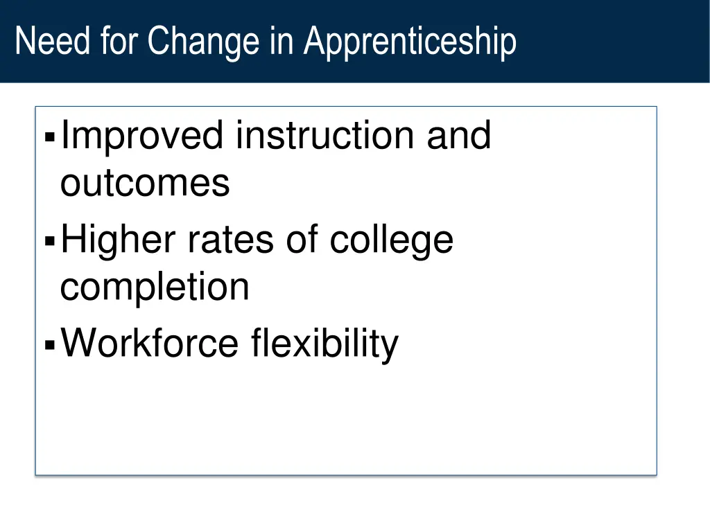 need for change in apprenticeship