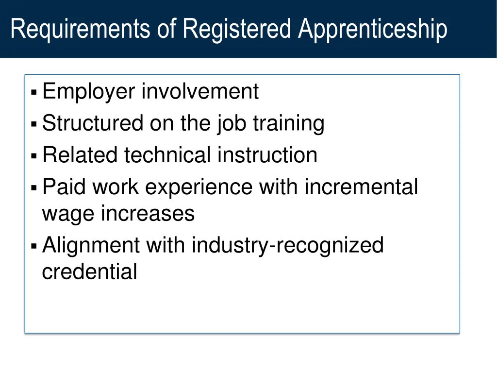 requirements of registered apprenticeship